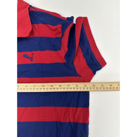 Puma Mens Polo Shirt Size XL Blue Red Striped Short Sleeve Collared - Picture 11 of 14